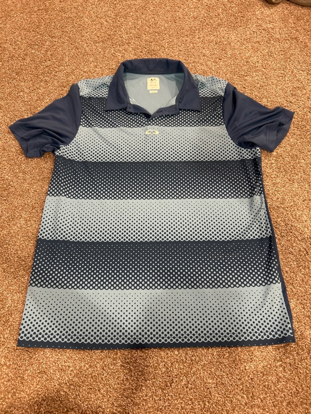 Oakley mens blue and white polo size XL